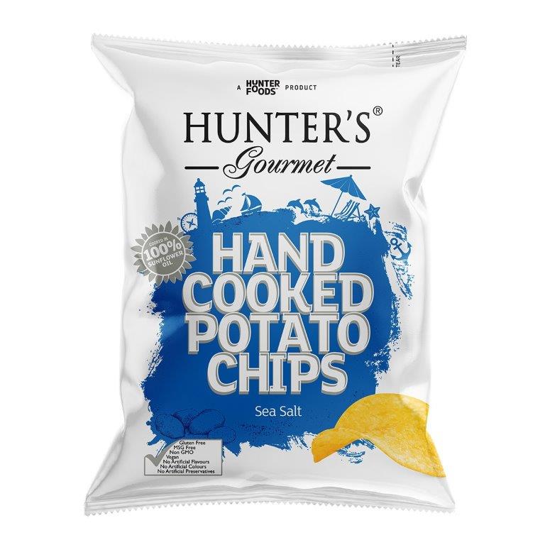 Hunter's Hand Cooked Potato Chips Sea Salt 125g (Pack of 6)