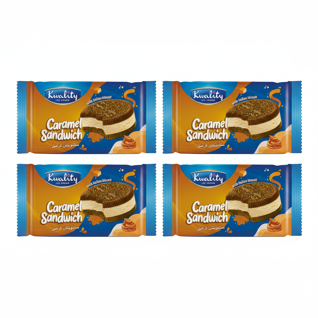 KWALITY ICE CREAM CARAMEL SANDWICH  90ML (Pack of 6)