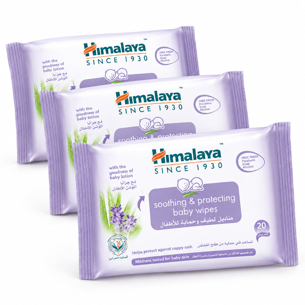 Himalaya Soothing & Protecting Baby Wipes 20s (Pack of 3)