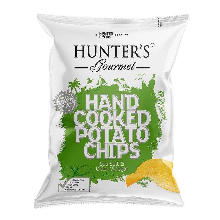 Hunter's Hand Cooked Potato Chips Sea Salt And Vinegar 125g (Pack of 6)