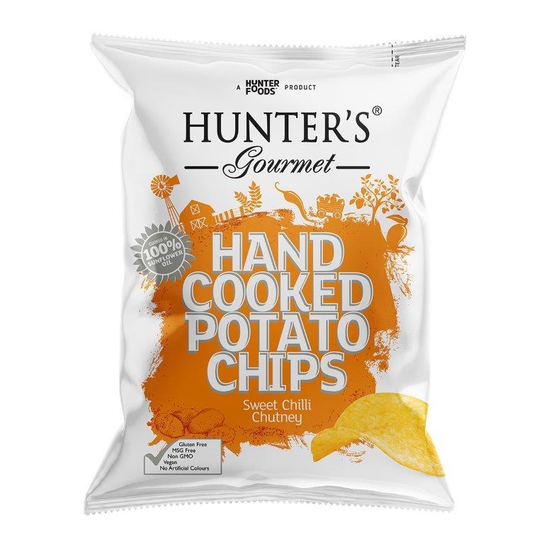 Hunter's Hand Cooked Potato Chips Sweet Chilli Chutney 125g (Pack of 6)