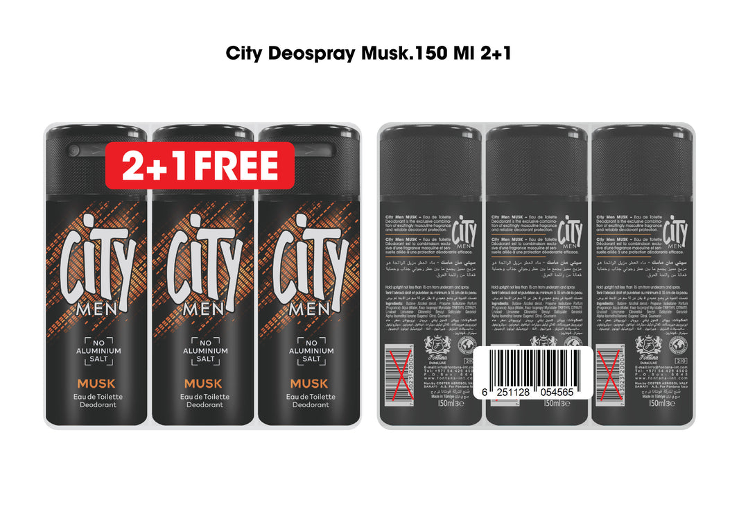 CITY DEOSPRAY MUSK 150 ML (2+1) - (Pack of 2)