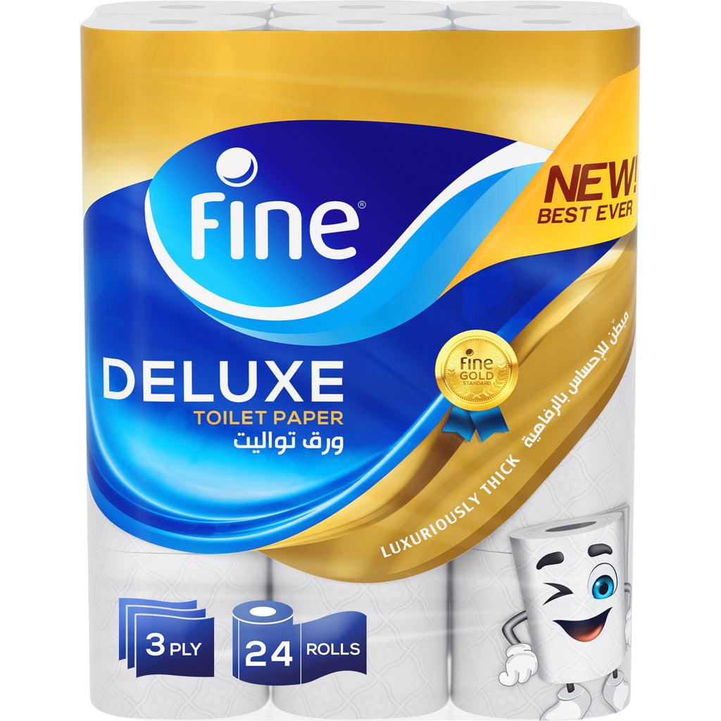 Fine Toilet Tissue Deluxe 140 Sheets 3 ply - Total 72 Rolls