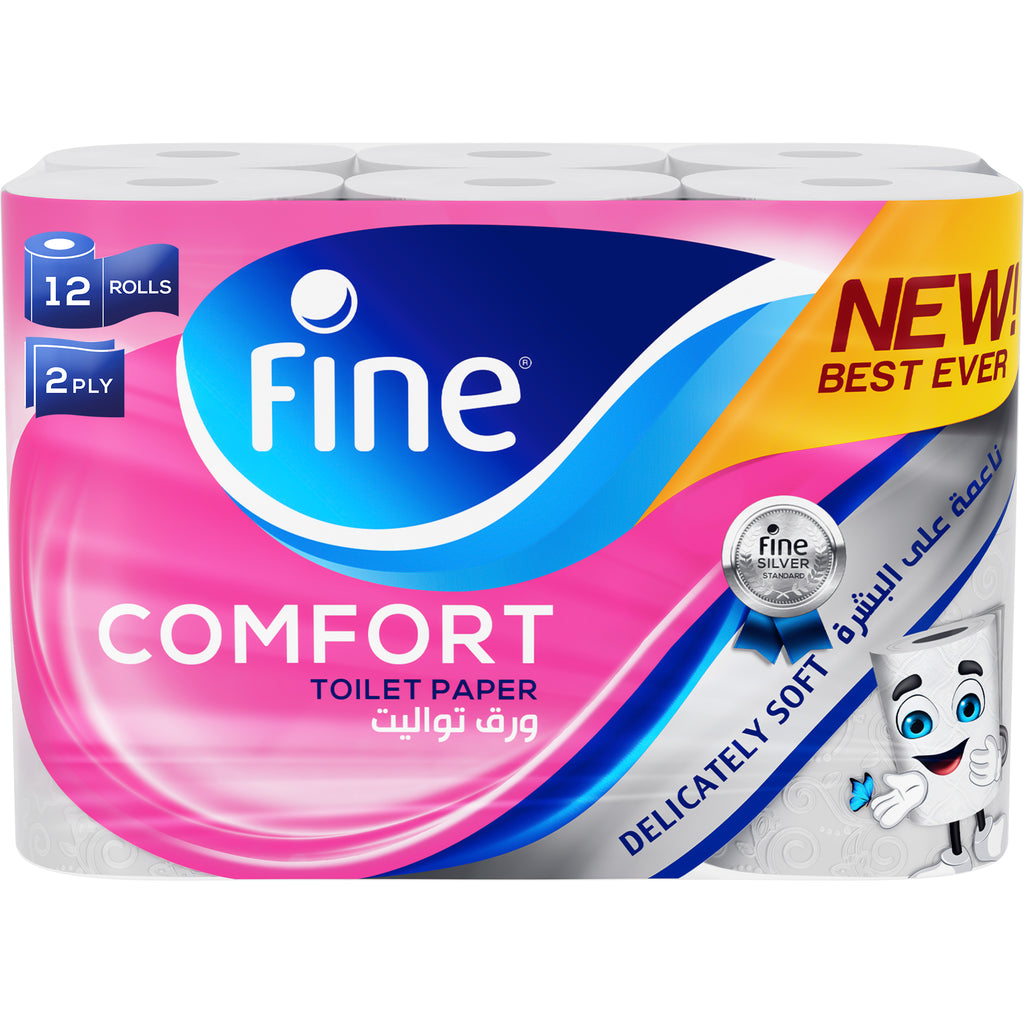 Fine Toilet Tissue Comfort XL 250 Sheets 2 ply (9+3 Rolls) - Total 60 Rolls