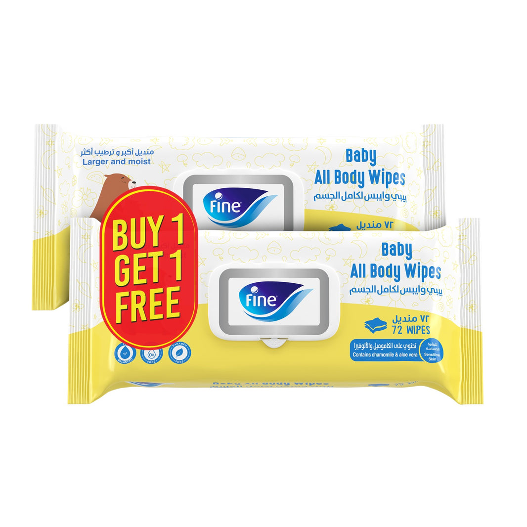 Fine Baby All Body Wet Wipes 72 Sheet (Pack of 12)