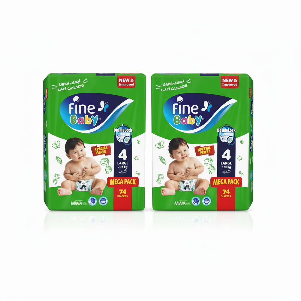 FINE ABSORBENT BABY DIAPER  LRG 74s DL Supernova SP (Pack of 2)