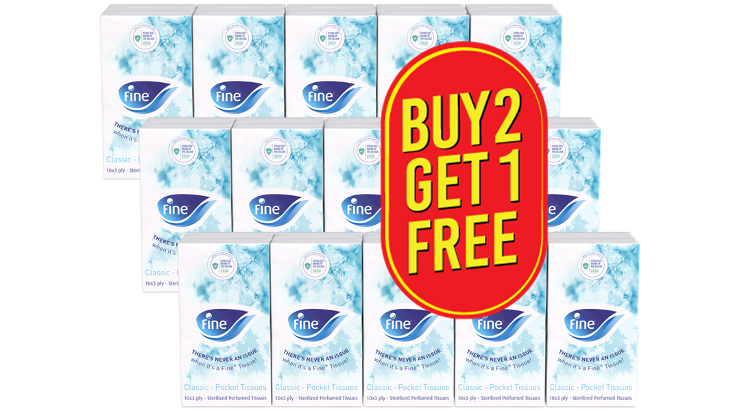 Fine Pocket Tissue Classic 10 Sheets 3Ply  Total 12pcs