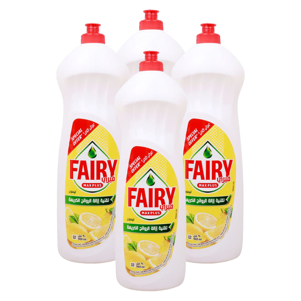 Fairy Dish Wash Liquid Max Plus Lemon 900 ml (Pack Of 4)