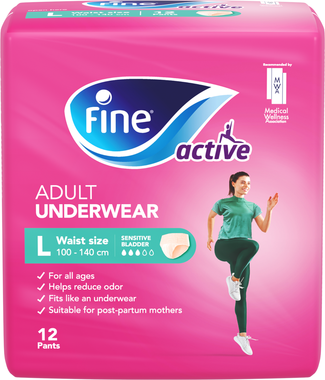 FINE ADULT DIAPER CARE ACTIVE.PULL-UPS LARGE 12