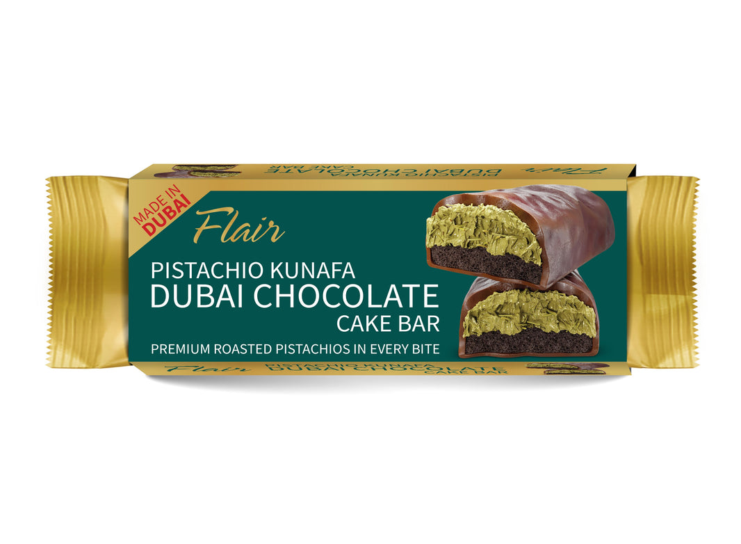 Flair Pistachio Kunafa Dubai Chocolate Cake Bar 55gm (Pack of 6)