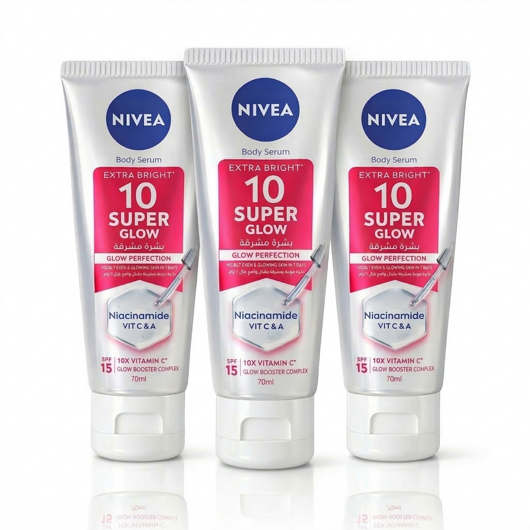 NIVEA BODY SERUM EXTRA BRIGHT10 SUPER GLOW VTM 70 ML (Pack of 3)