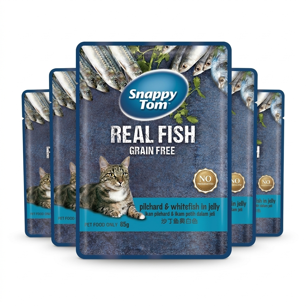 Snappy Tom Pilchard & Whitefish In Jelly Pouch 85gm (Pack of 5)