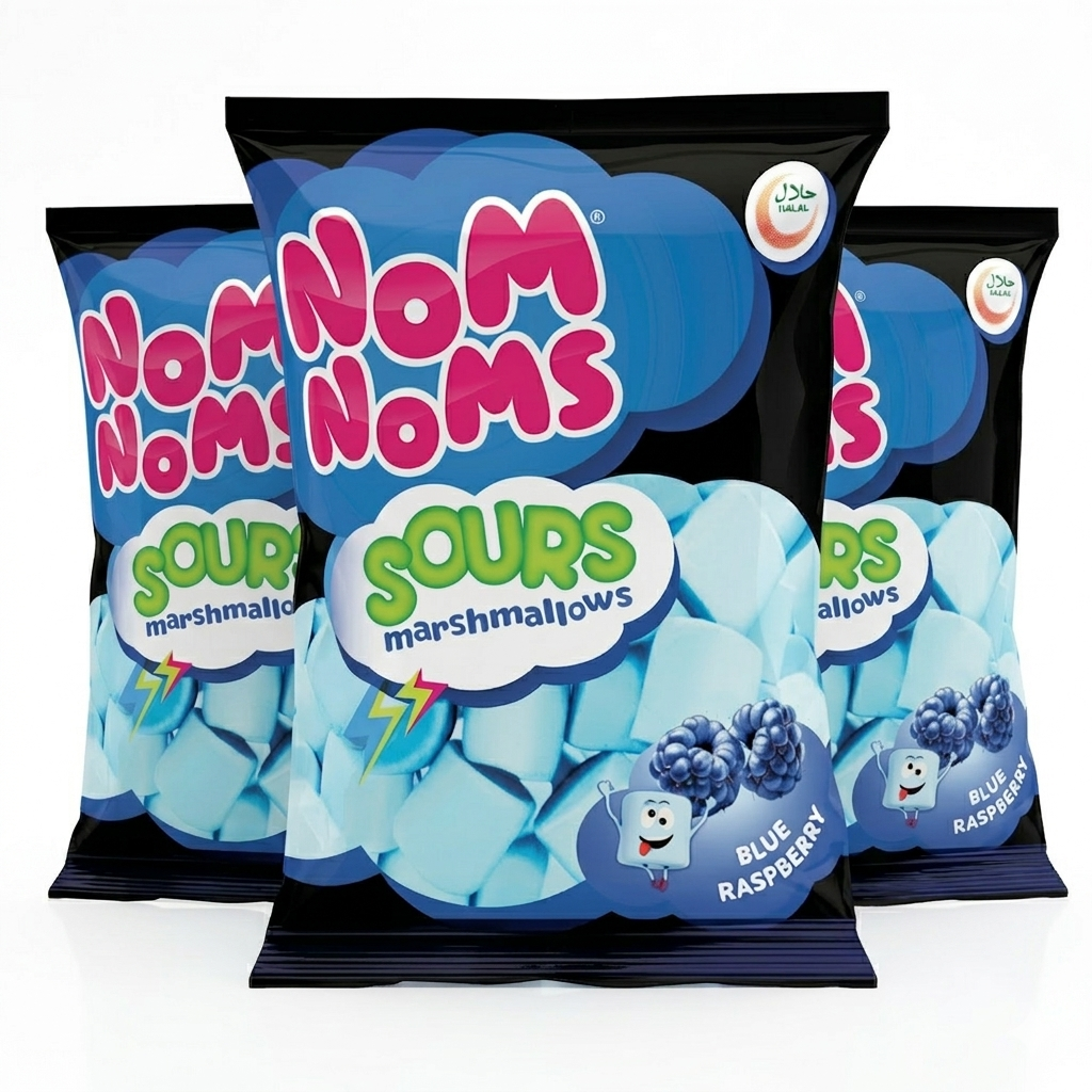 Nom Noms Marshmallows Blue Raspberry 135G (Pack of 3)