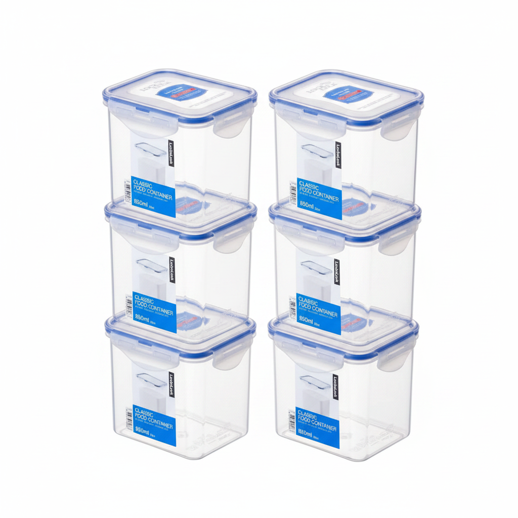 Lock N Lock  Rectangular Tall Food Container 850ml (Pack of 6)