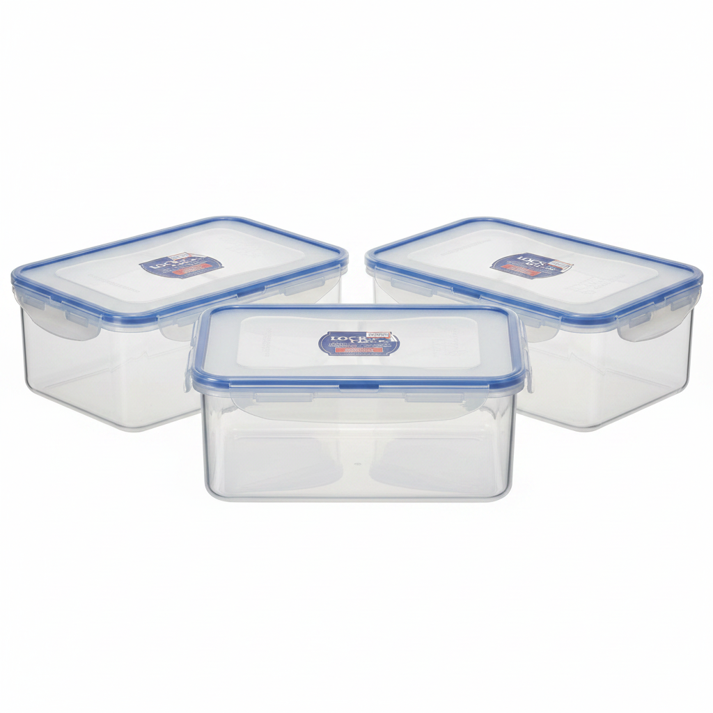 Lock N Lock  Rectangular Short Food Container 2.3Lit W/Divider (Pack of 3)