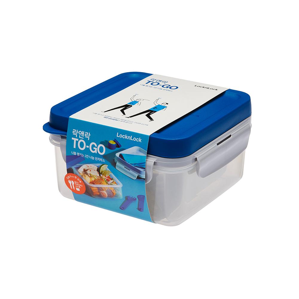 Lock N Lock To Go 3 Compartment Lunchbox 1.0L (Cutlery & Sauce Box) Blue