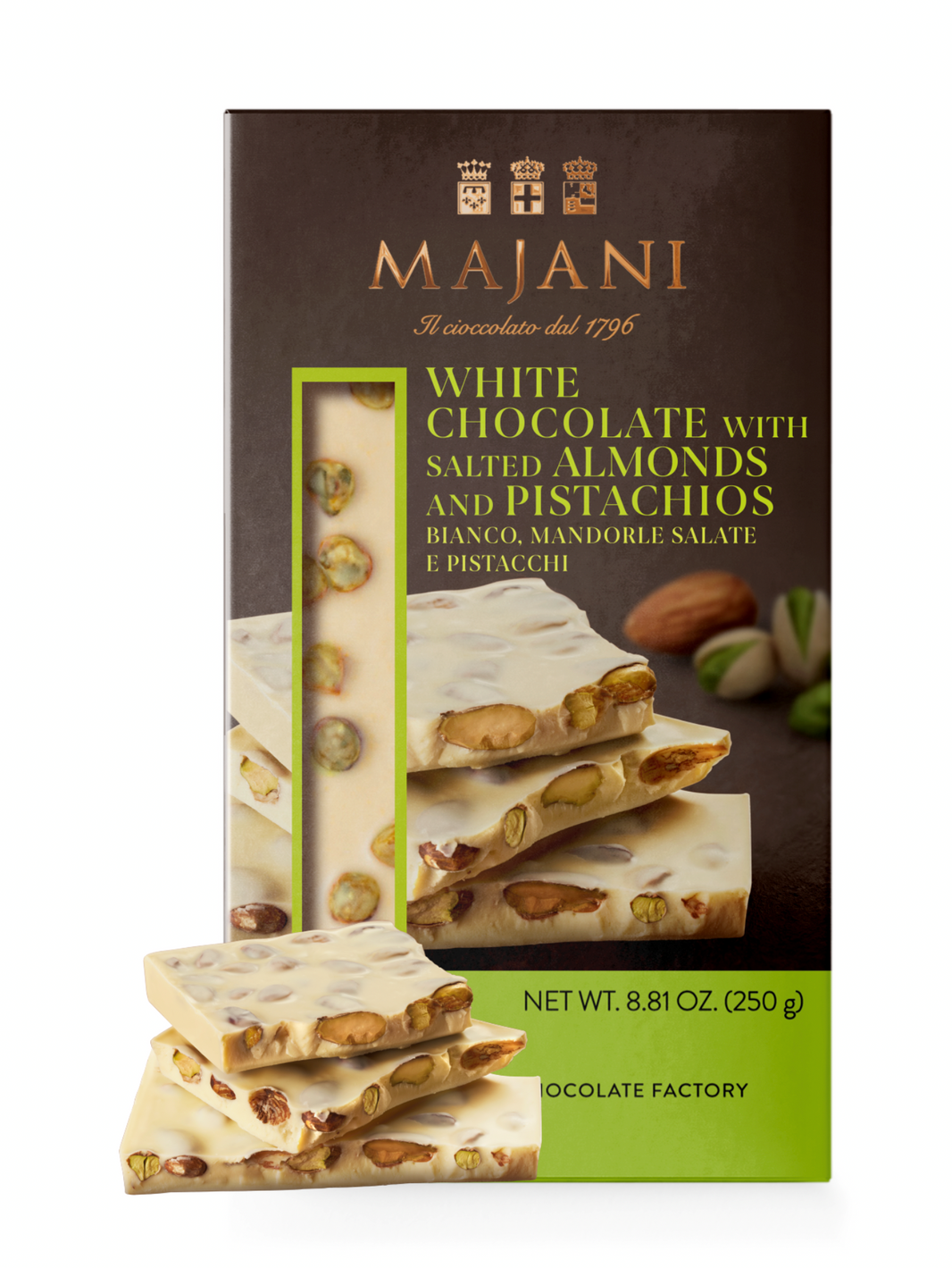 MAJANI SNAP WHITE & PISTACHIOS 250g