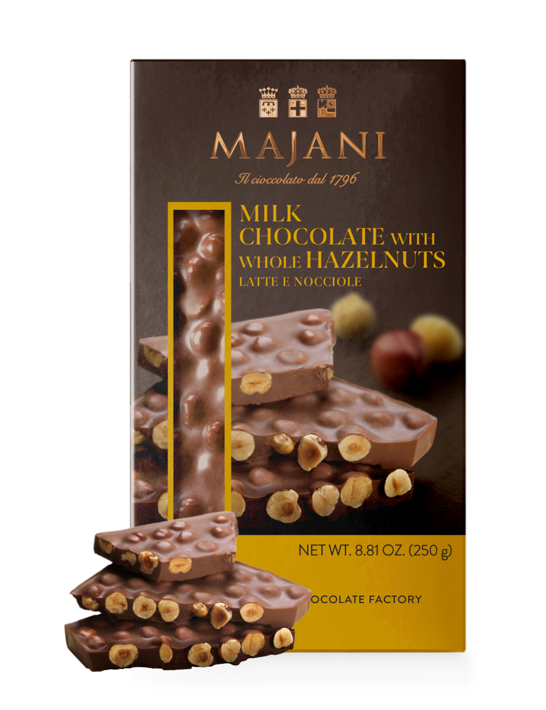 MAJANI SNAP MILK & WHOLE HAZELNUTS 250g