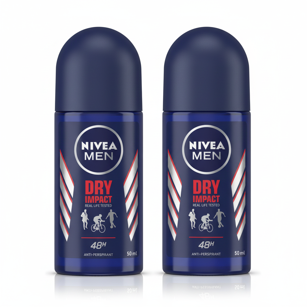 Nivea Roll-On Dry Impact 50ml For Men - (Pack Of 2)