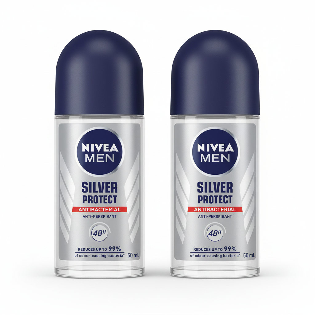 Nivea Roll-On Silver Protect Men 50ml - (Pack Of 2)