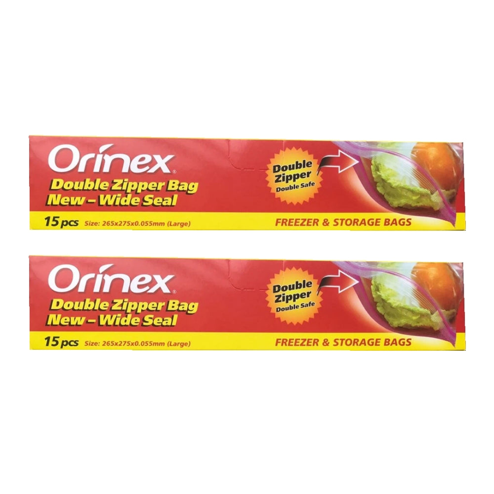 Orinex Double Zipper Bags Red (Pack of 2 Total 30 pieces)