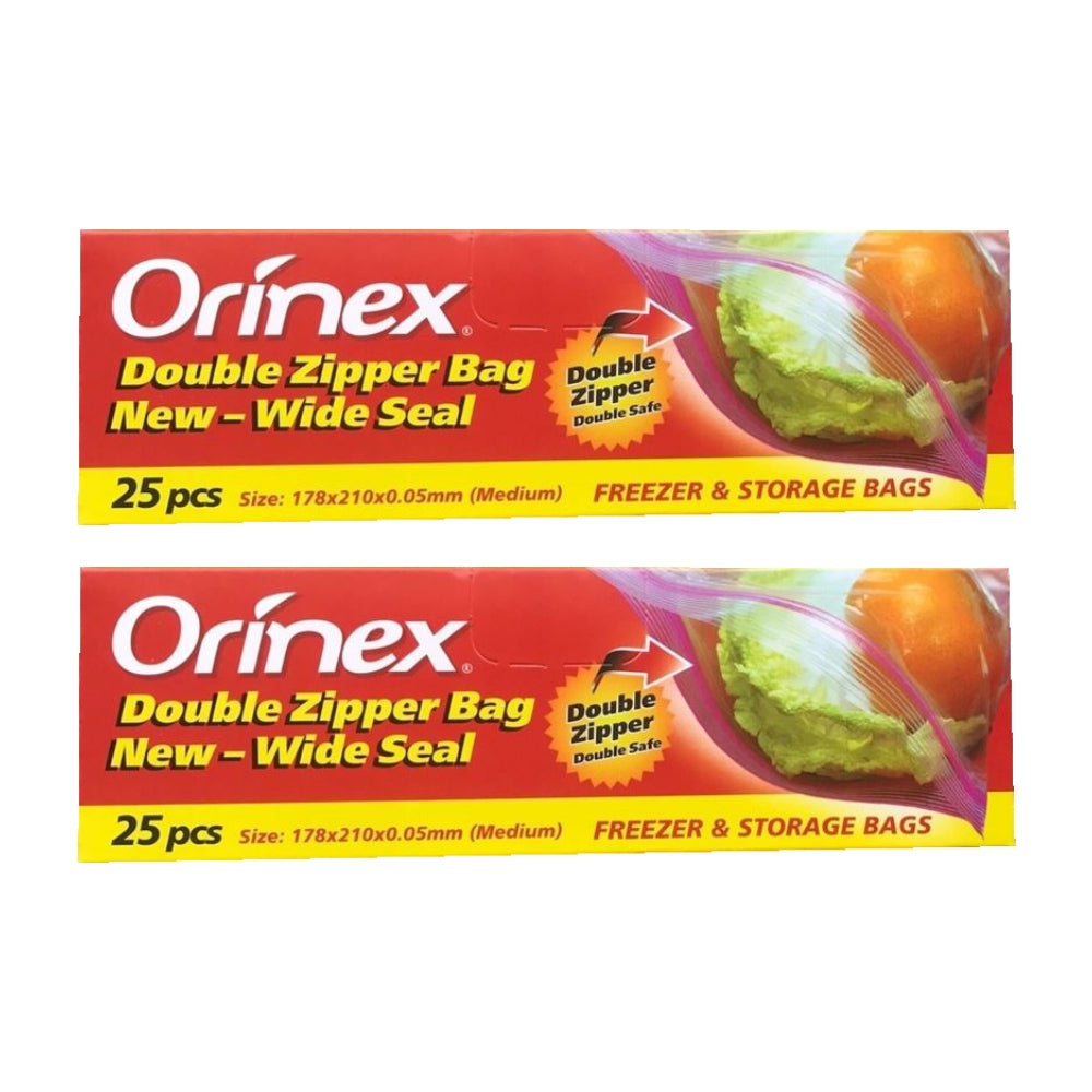 Orinex Double Zipper Bags Red (Pack of 2 Total 50 pieces)