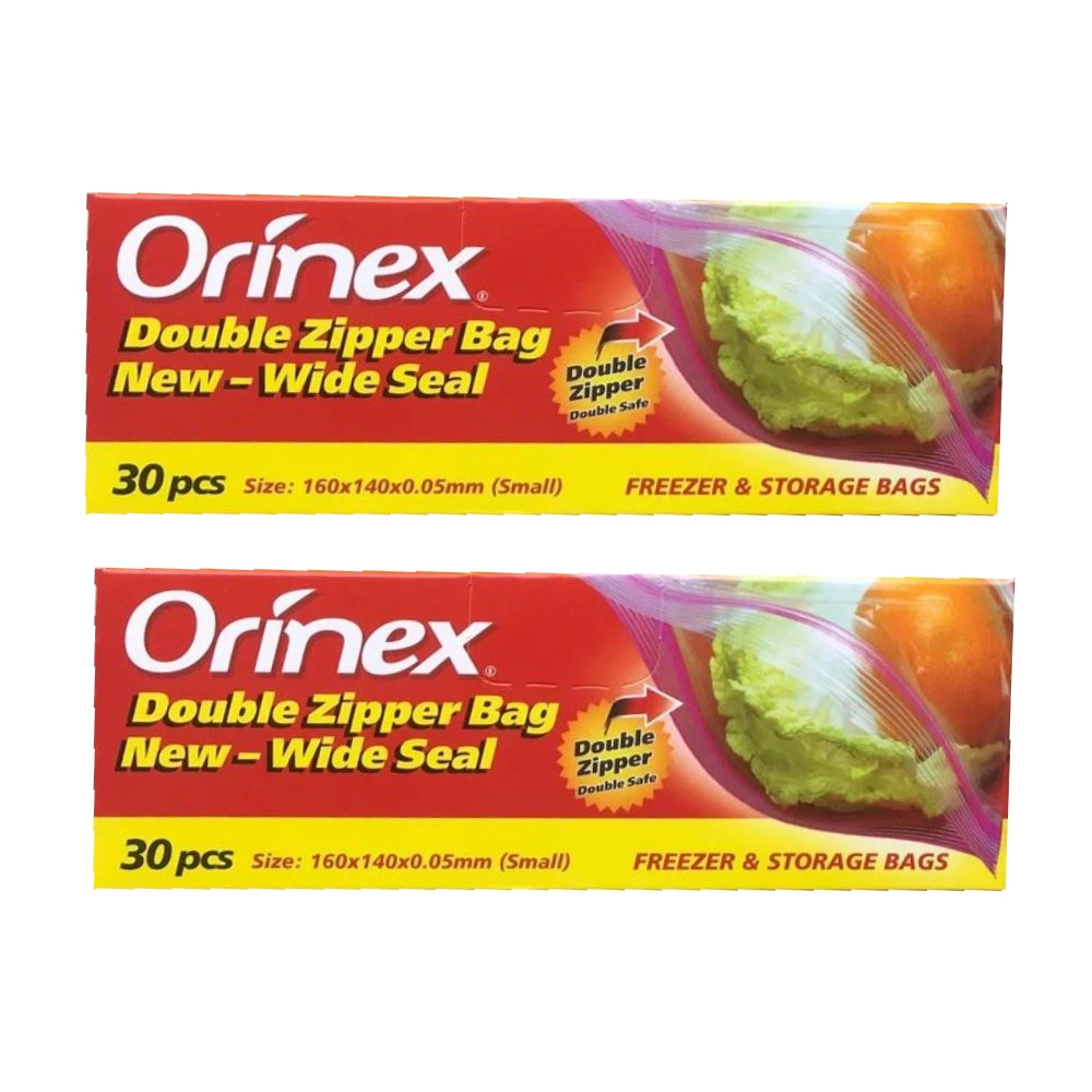 Orinex Double Zipper Bags Red (Pack of 2 Total 60 pieces)