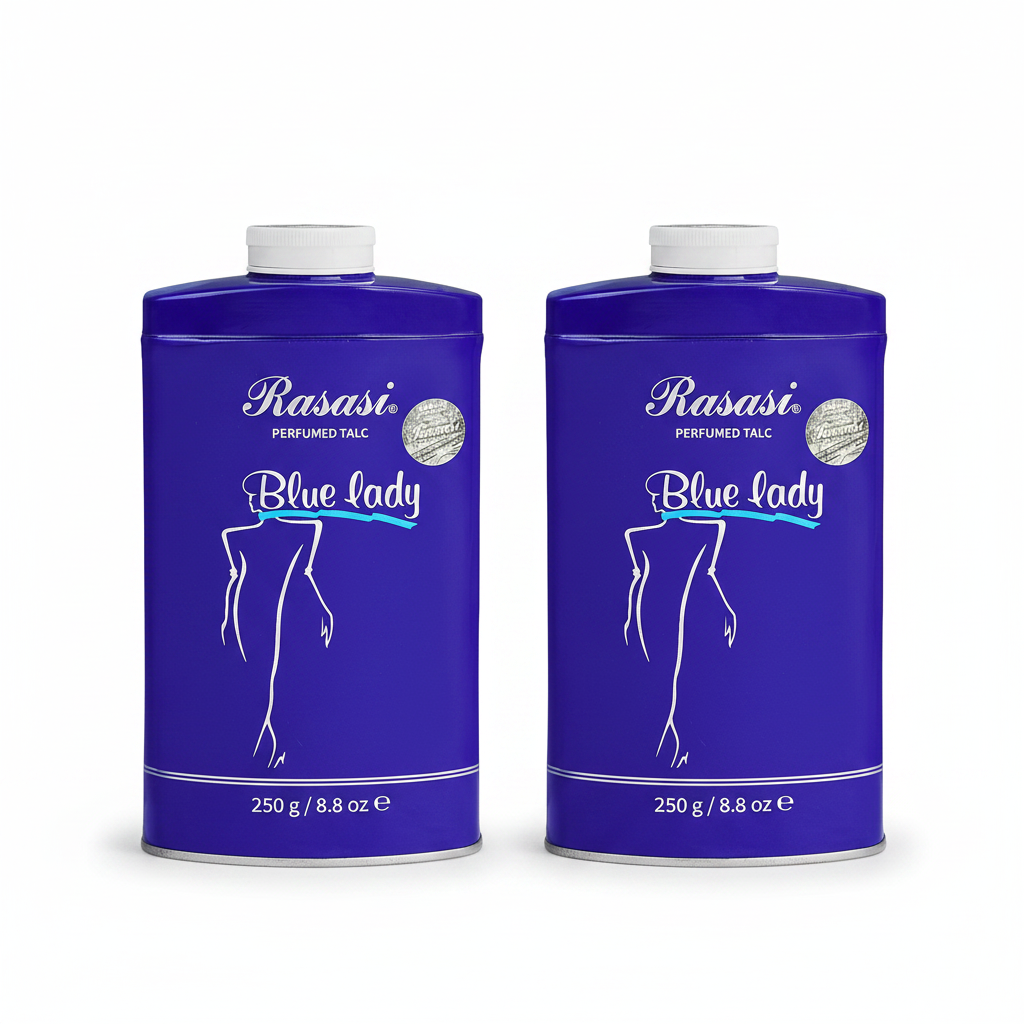 RASASI BLUE LADY PERFUMED TALC 250GM (Pack of 2)