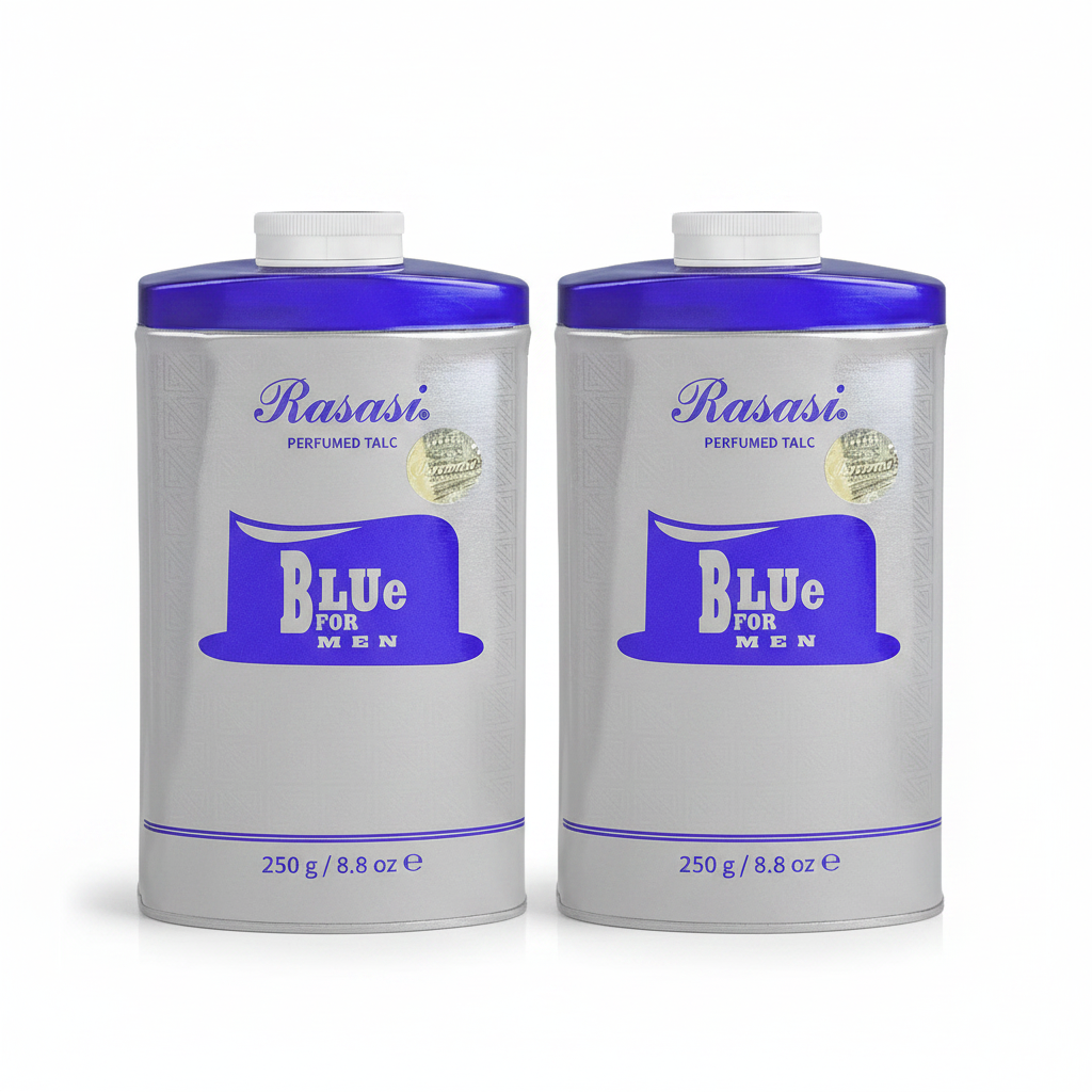 RASASI BLUE FOR MEN PERFUMED TALC 250GM (Pack of 2)