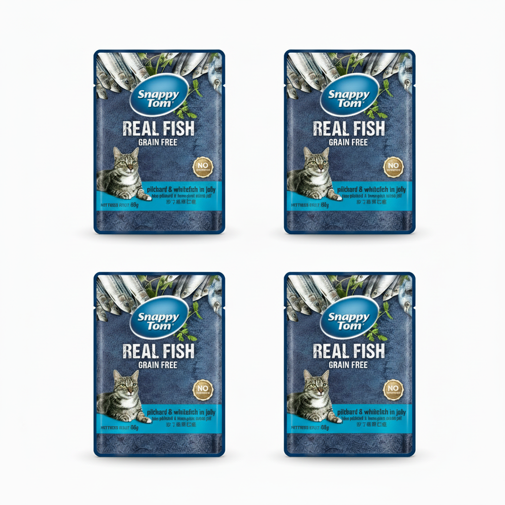 Snappy Tom Pilchard & Whitefish In Jelly Pouch 85gm (Pack of 4)