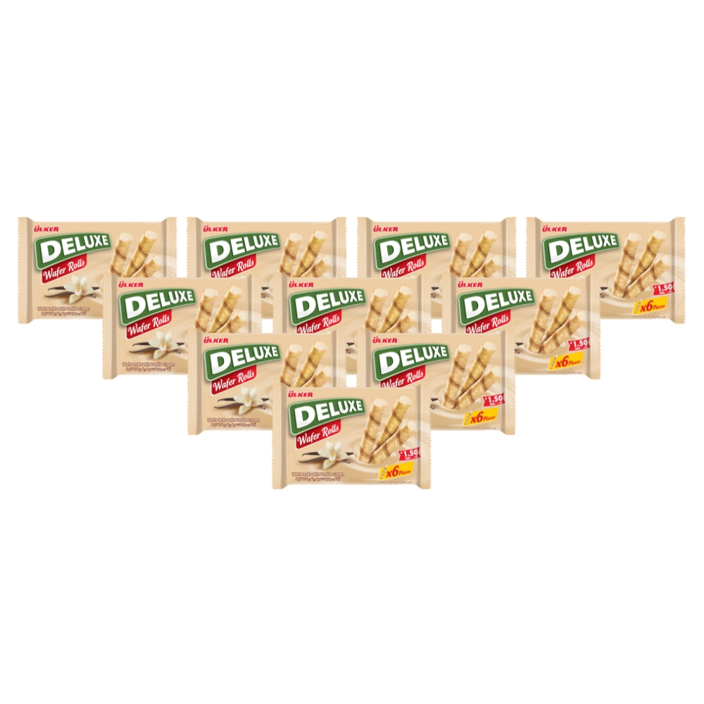 Ulker Deluxe Wafer Rol Vanilla 24 Gm (Pack of 10 Pieces)