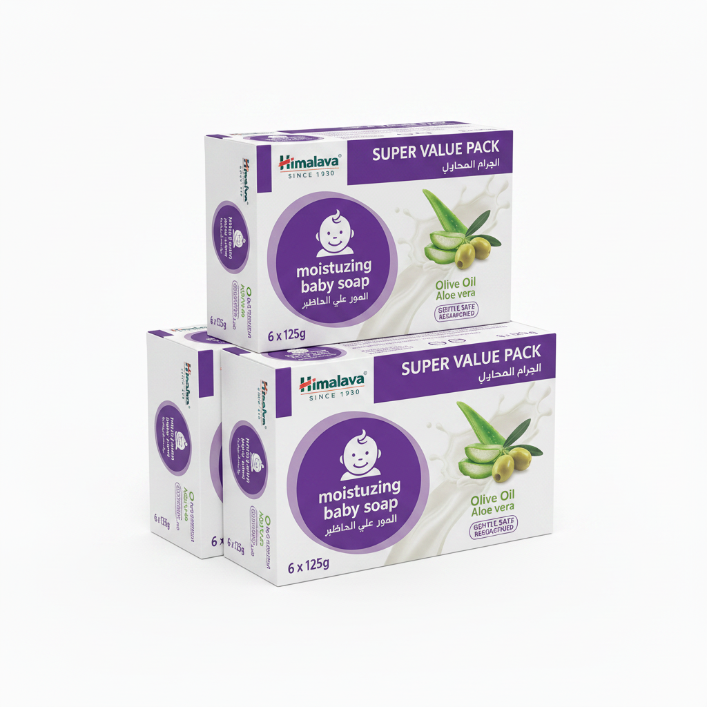 Himalaya Baby Soap With Aloe Vera 125g (3 Pack of 6 Pieces - Total 18 Pieces)