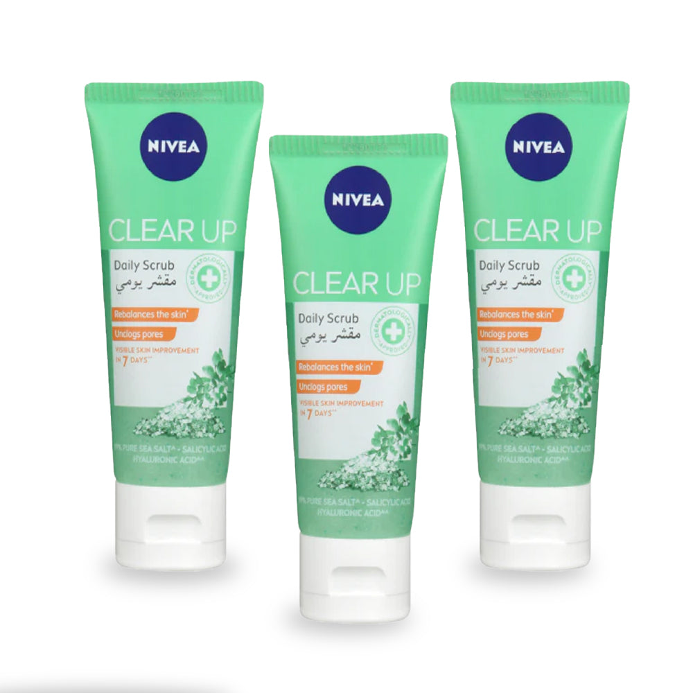 Nivea Face Clear Up Daily Scrub 75ml (حزمة 3)