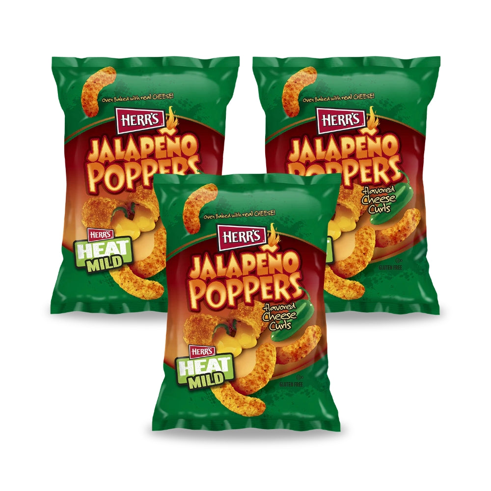 Herr's Jalapeno Popper Cheese Curl 7Oz (Pack of 3)