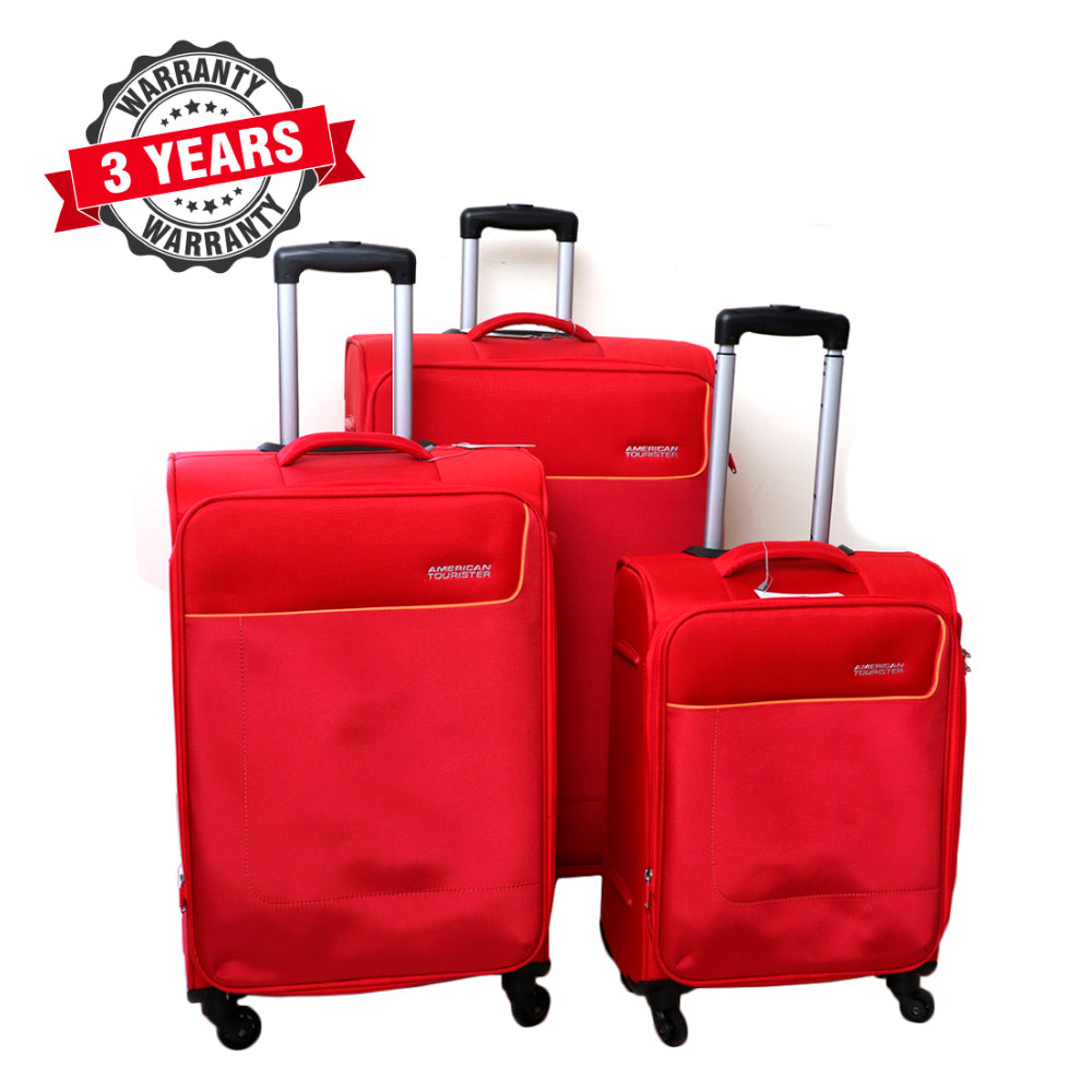 American Tourister Jamaica Soft Luggage Red 3 Pieces Set ( 55 cm + 66 cm + 76 cm)