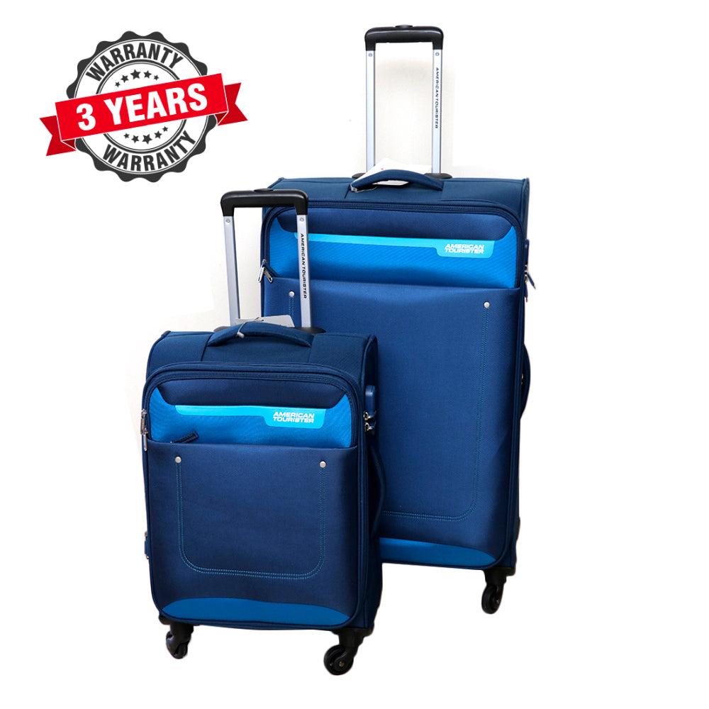 طقم حقائب سفر أمريكان توريستر جاكسون سوفت - أزرق - قطعتين ( 57 سم + 80 سم)