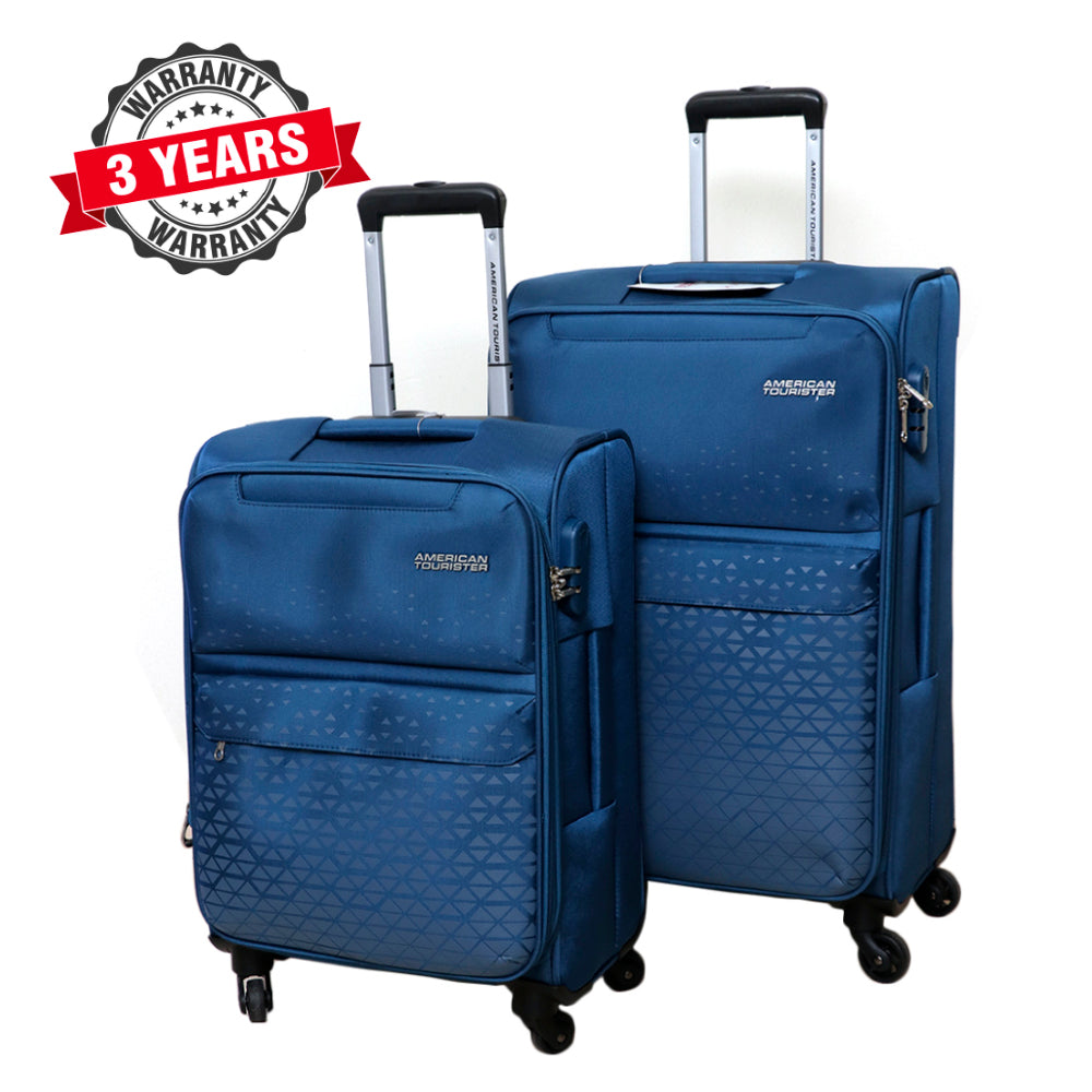 American Tourister Bradford Soft Luggage Blue 2 Pieces Set ( 55 cm + 68 cm)