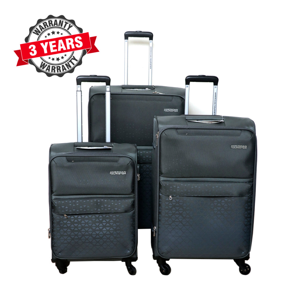American Tourister Bradford Soft Luggage Grey 3 Pieces Set ( 56 cm + 68 cm +79 cm)