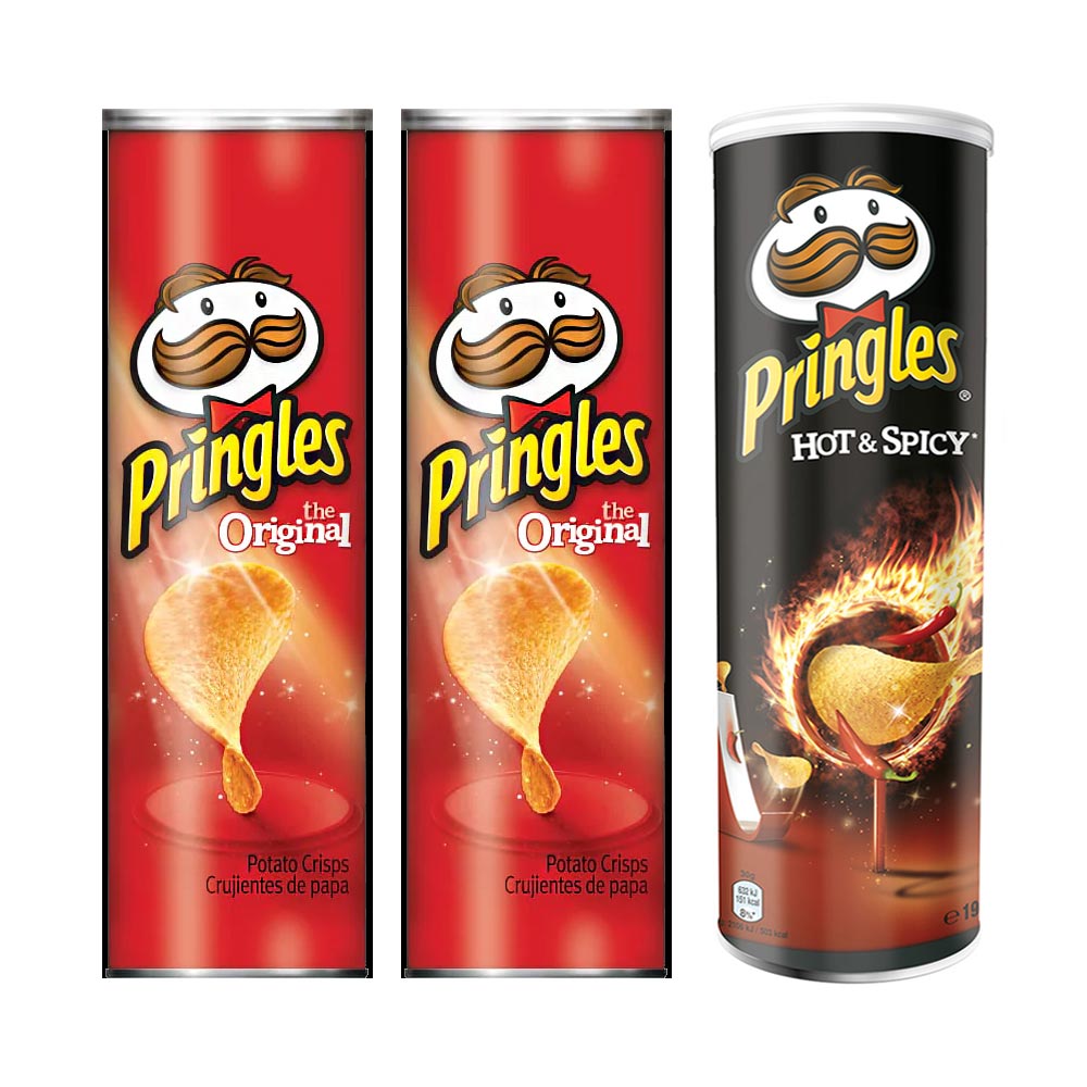 Pringles 2 original + 1 Hot & Spicy Chips 165g (Pack of 2) - Billjumla.com
