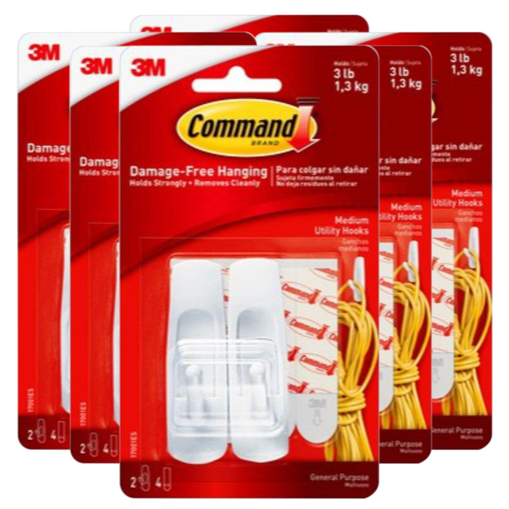 3M Command Medium Utility Hooks - (Pack of 6)