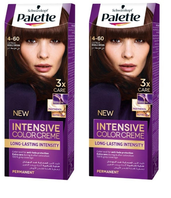 Palette Intensive Color Cream 4-60 Lustrous Medium Brown (Pack of 2)
