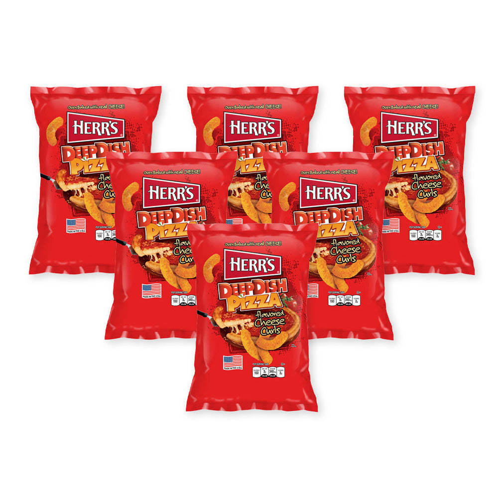 Herr's Deep Dish Pizza Cheese Curl 7Oz (Pack of 6)