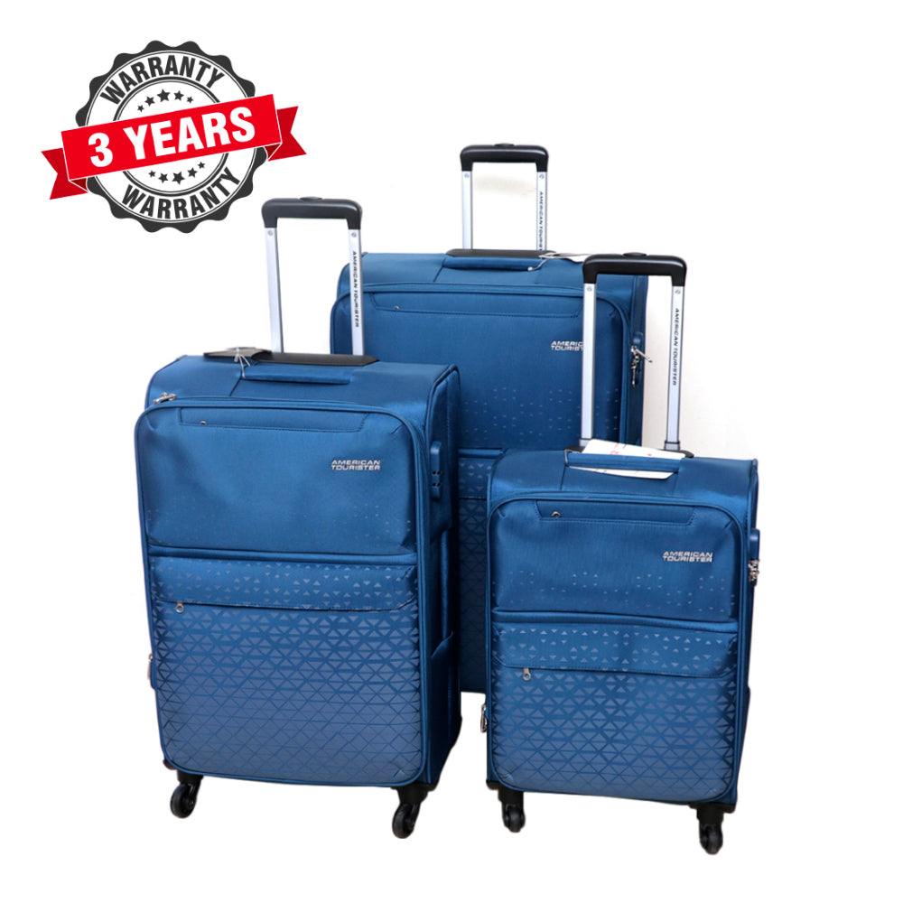 American Tourister Bradford Soft Luggage Blue 3 Pieces Set ( 55 cm + 68 cm + 79 cm)