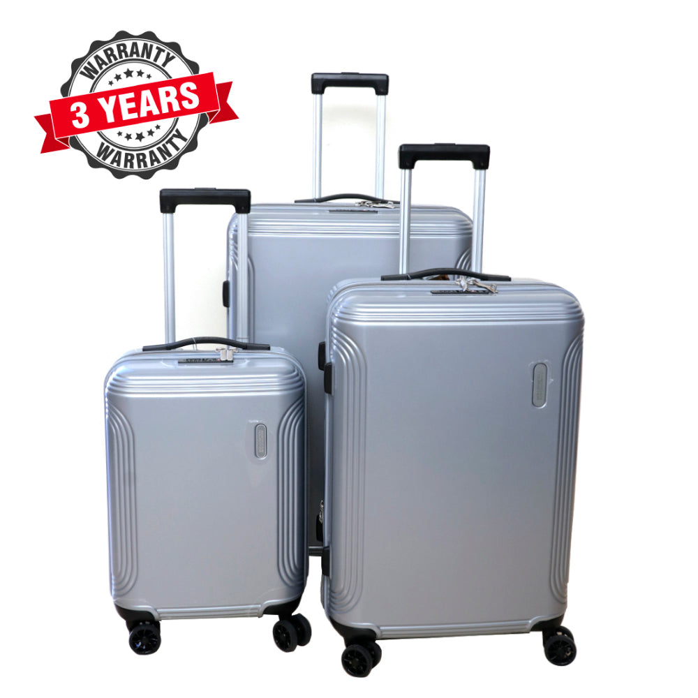 American Tourister Hypebeat Hard Luggage Silver 3 Pieces Set ( 56 cm + 69 cm +79 cm)