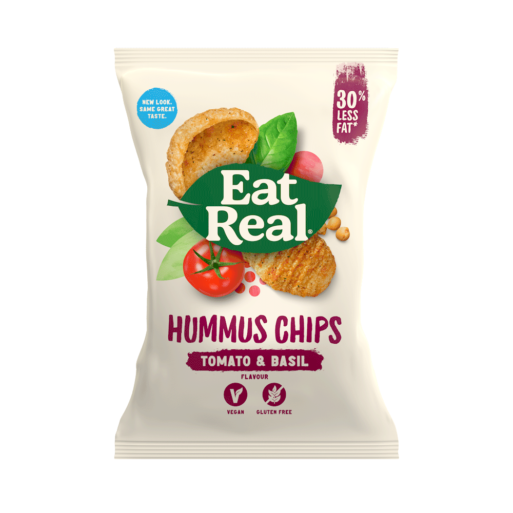 Eat Real Hummus Chips Tomato & Basil 135g Gluten Free (Pack of 6)
