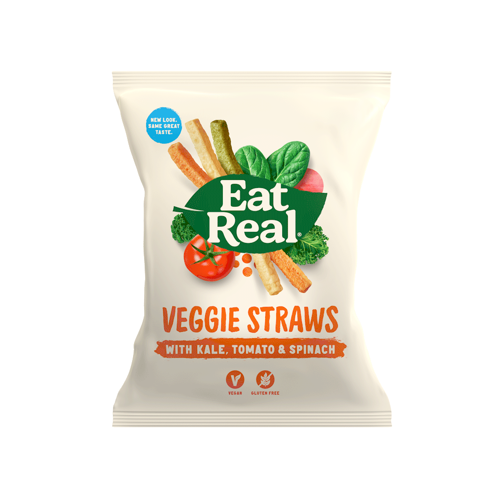 Eat Real Veggie Straws with Kale Tomato Spinach 113g Gluten Free (Pack of 6)