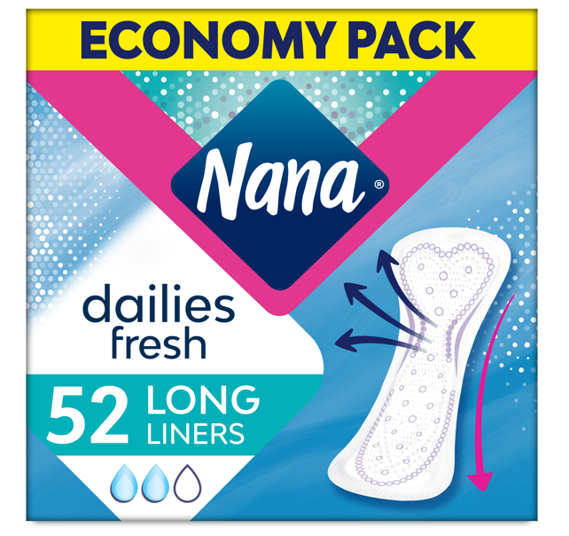 Nana Banty Liner Long Eco Pack - 52 Pads (حزمة 5)