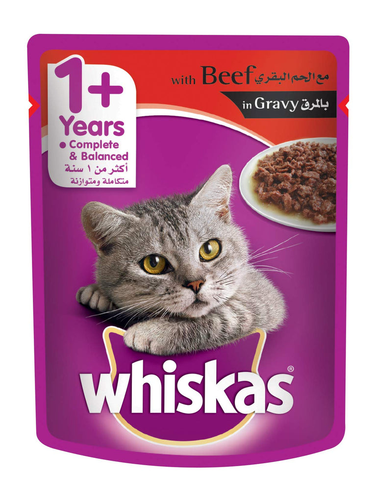 Whiskas Cat Food Beef Pouch 80g (Pack of 8)