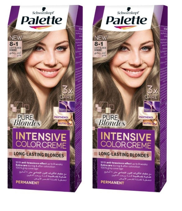 Palette Intensive Color Cream 8-1 Light Blonde Cendre (Pack of 2)