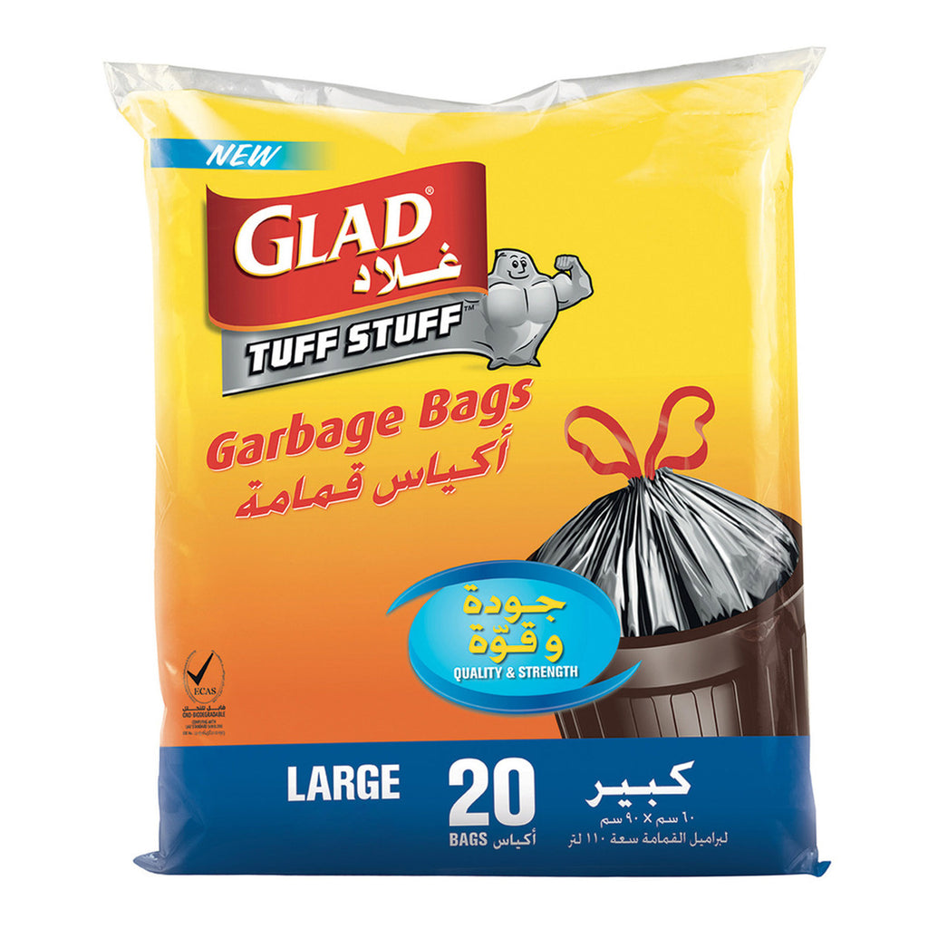 Glad Tuff Stuff Large Garbage Bags Size 70cm x 81cm 20pcs - (Pack of 3)